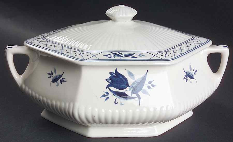 Hollandia Blue Oval Covered Vegetable by Adams China-1