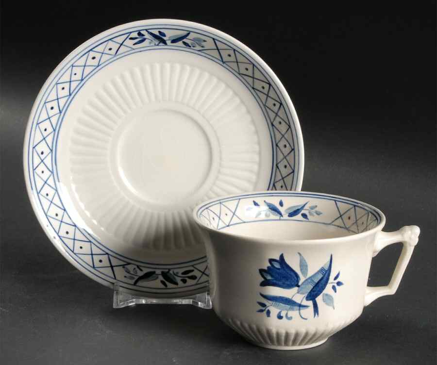 Hollandia Blue Flat Cup & Saucer Set by Adams China-1