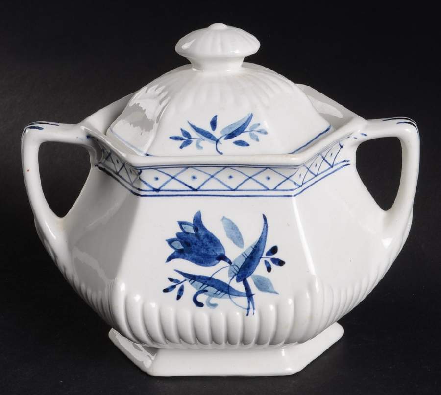 Hollandia Blue Sugar Bowl & Lid by Adams China-1