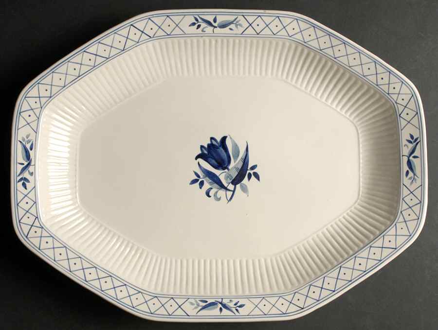 Hollandia Blue 15" Oval Serving Platter by Adams China-1