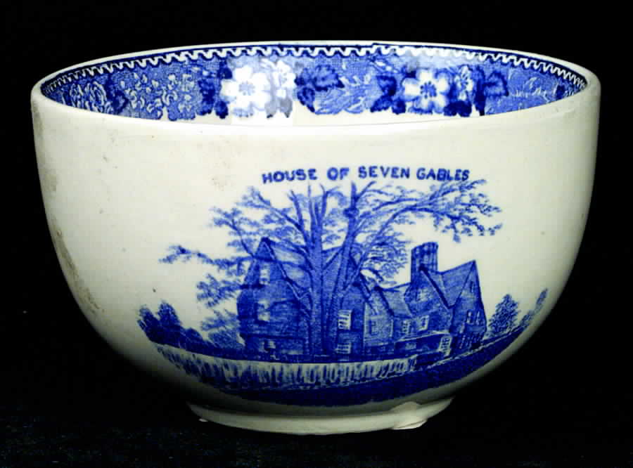 House of Seven Gables Blue Open Sugar Bowl by Adams China-1
