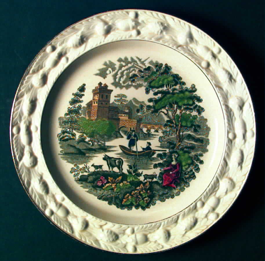 Italian Scenery Multicolor (Gold Trim) Dinner Plate by Adams China-1