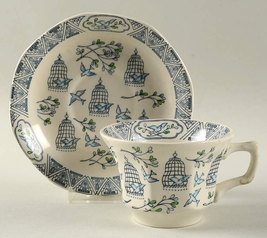 Khayyam Rubaiyat Flat Cup & Saucer Set by Adams China-1