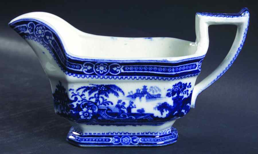 Kyber (Flow Blue, No Trim) Gravy Boat by Adams China-1
