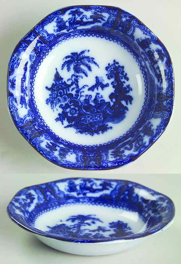 Kyber (Flow Blue, No Trim) Fruit/Dessert (Sauce) Bowl by Adams China-1