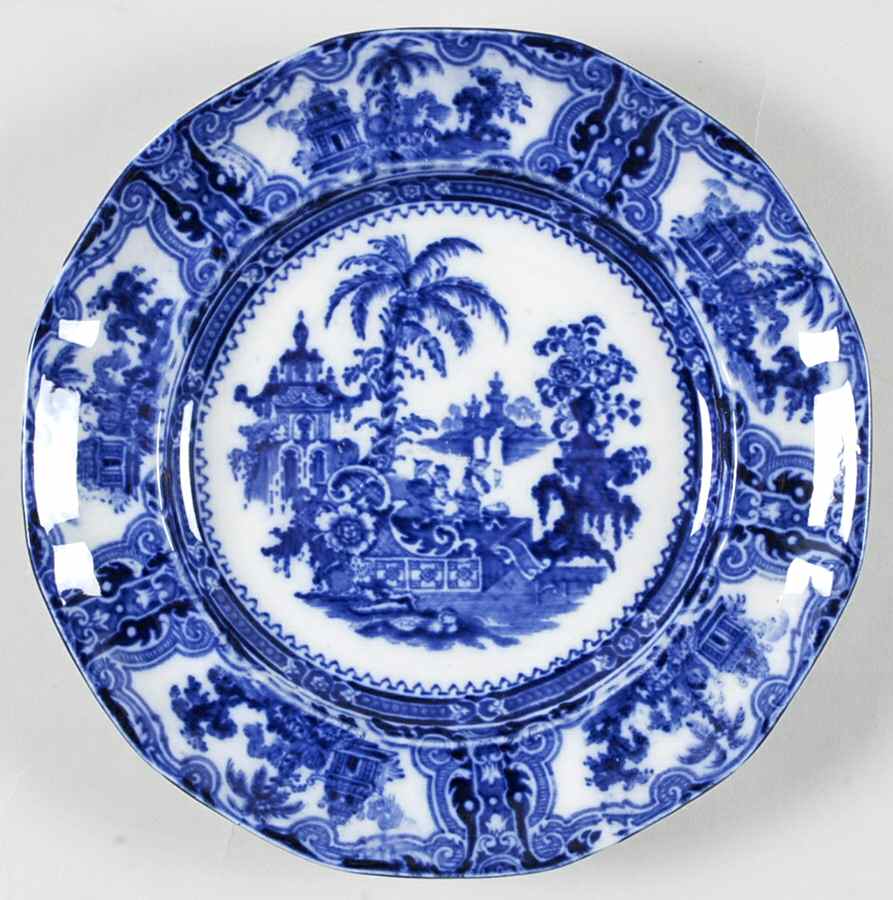 Kyber (Flow Blue, No Trim) Luncheon Plate by Adams China-1