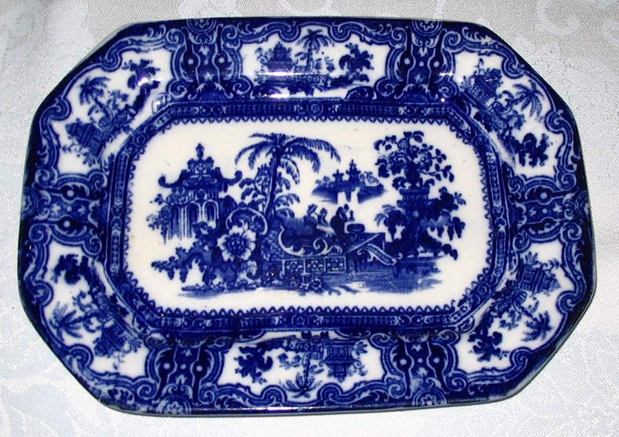 Kyber (Flow Blue, No Trim) 7" Oval Serving Platter by Adams China-1