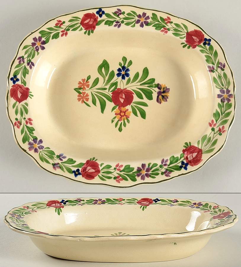 Lakewood (Scalloped) 10" Oval Vegetable Bowl by Adams China-1