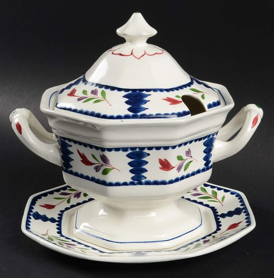 Lancaster Sauce Boat & Lid with Underplate by Adams China-1