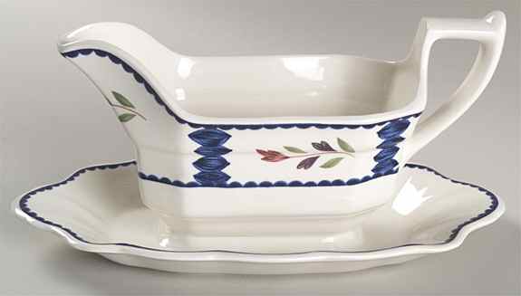 Lancaster Gravy Boat with Attached Underplate by Adams China-1