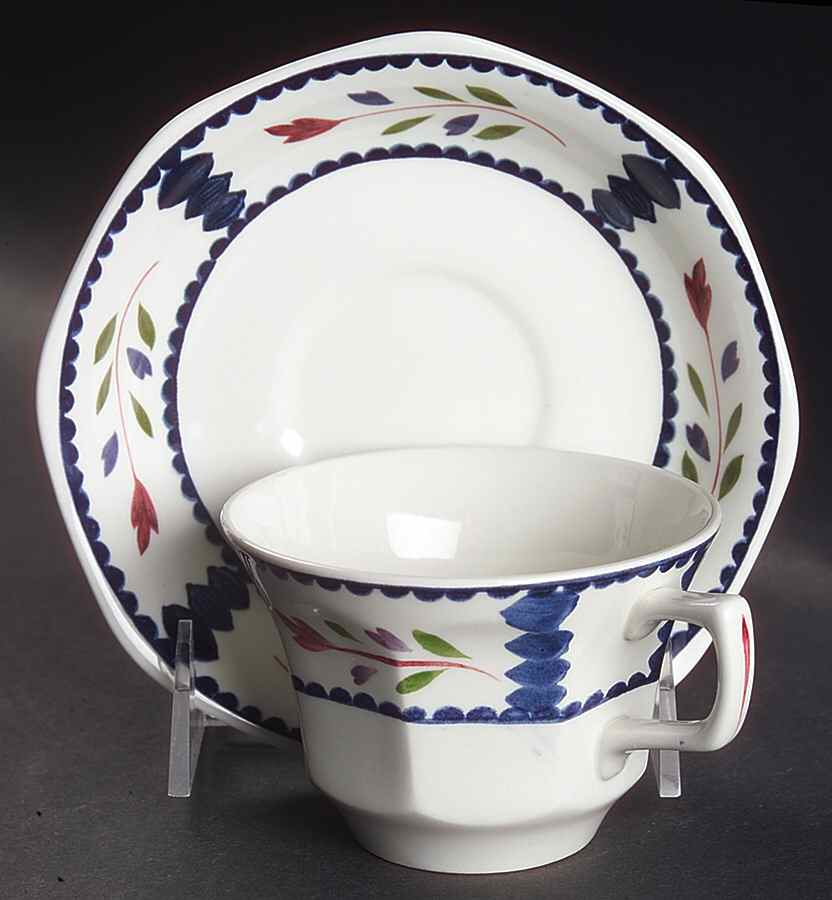 Lancaster Flat Cup & Saucer Set by Adams China-1