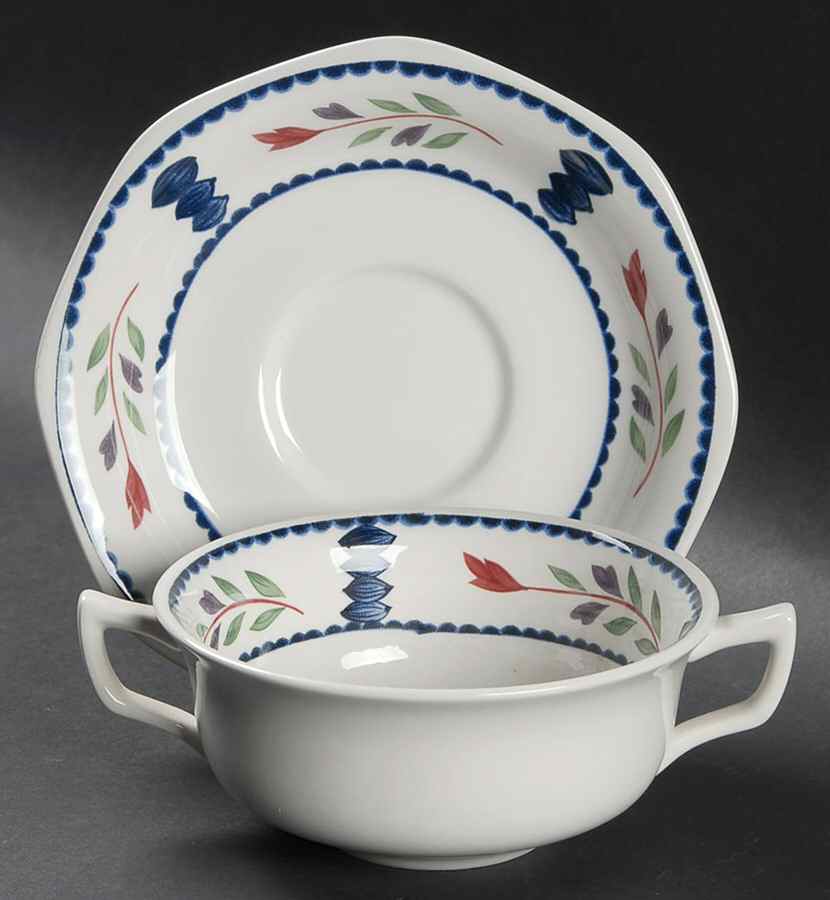 Lancaster Flat Cream Soup Bowl & Breakfast Saucer Set by Adams China-1