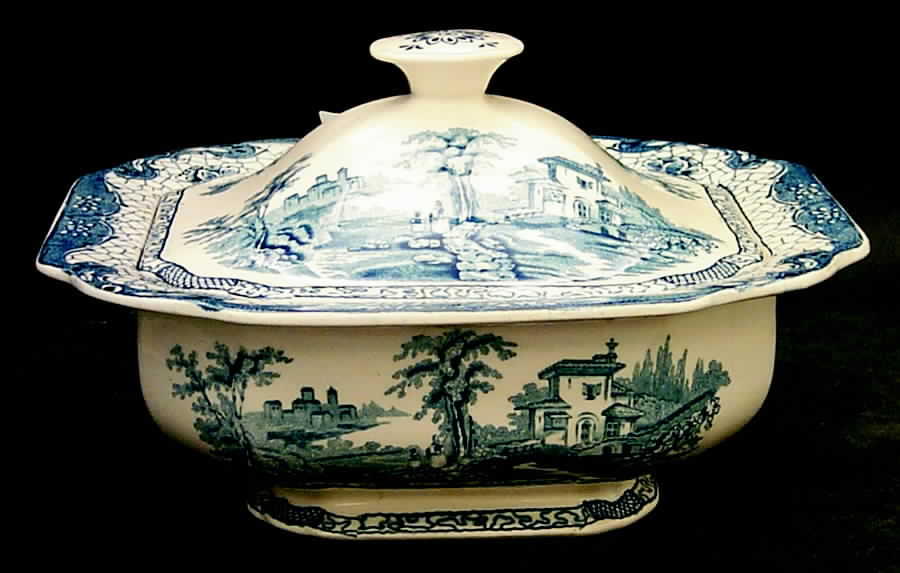 Landscape (Blue & White) Square Covered Vegetable by Adams China-1