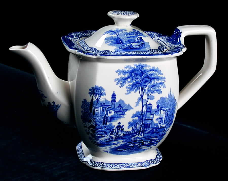 Landscape (Blue & White) Teapot & Lid by Adams China-1