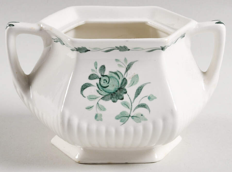 Lincoln (Green Vine on Rim) Sugar Bowl No Lid by Adams China-1