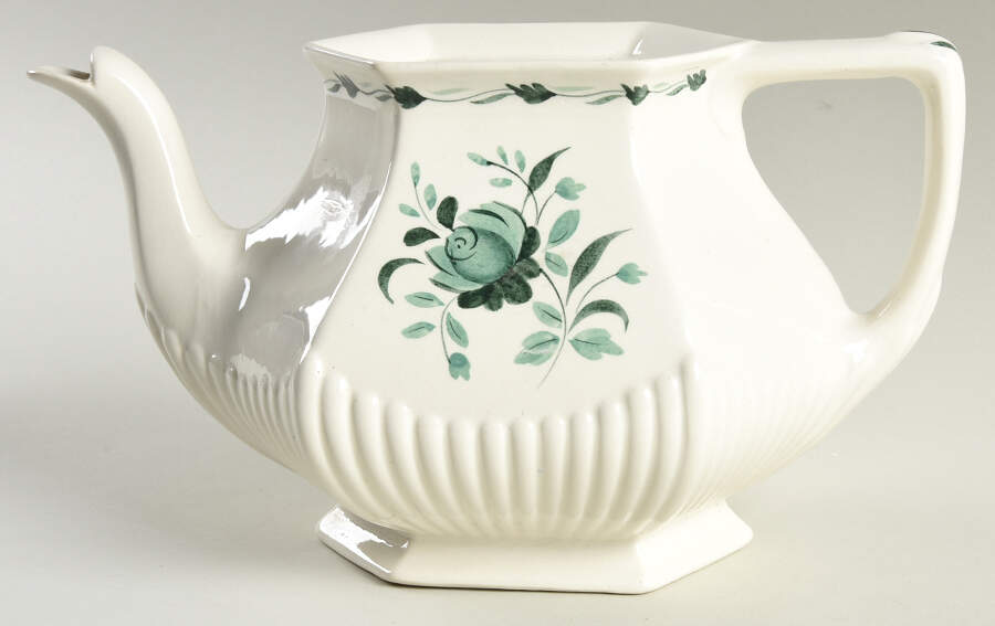 Lincoln (Green Vine on Rim) Teapot No Lid by Adams China-1