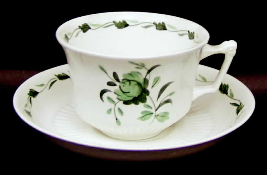 Lincoln (Green Vine on Rim) Flat Cup & Saucer Set by Adams China-1