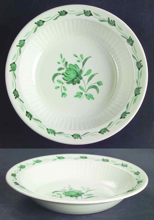 Lincoln (Green Vine on Rim) Rim Fruit/Dessert (Sauce) Bowl by Adams China-1