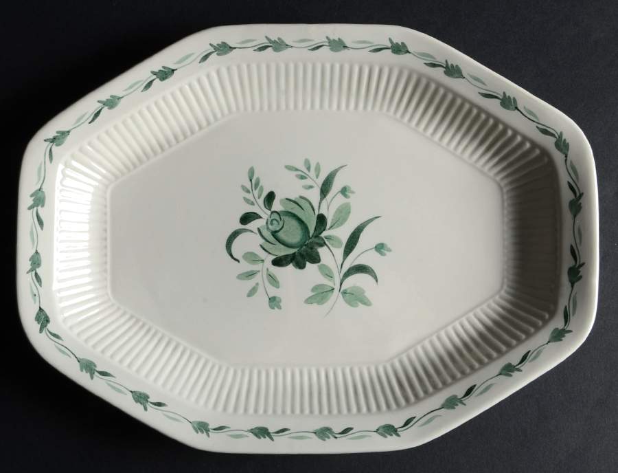 Lincoln (Green Vine on Rim) 11" Oval Serving Platter by Adams China-1