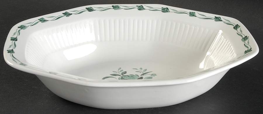 Lincoln (Green Vine on Rim) 9" Oval Vegetable Bowl by Adams China-1