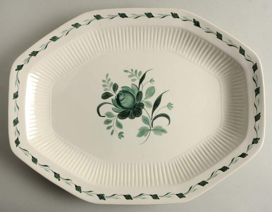 Lincoln (Green Vine on Rim) 16" Oval Serving Platter by Adams China-1