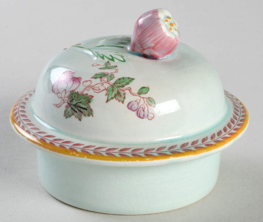 Lowestoft (Newer Backstamp) Lid for Teapot by Adams China-1