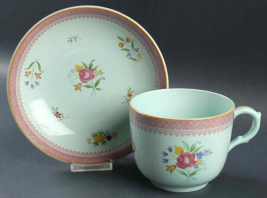 Lowestoft (Newer Backstamp) Jumbo Cup & Saucer Set by Adams China-1