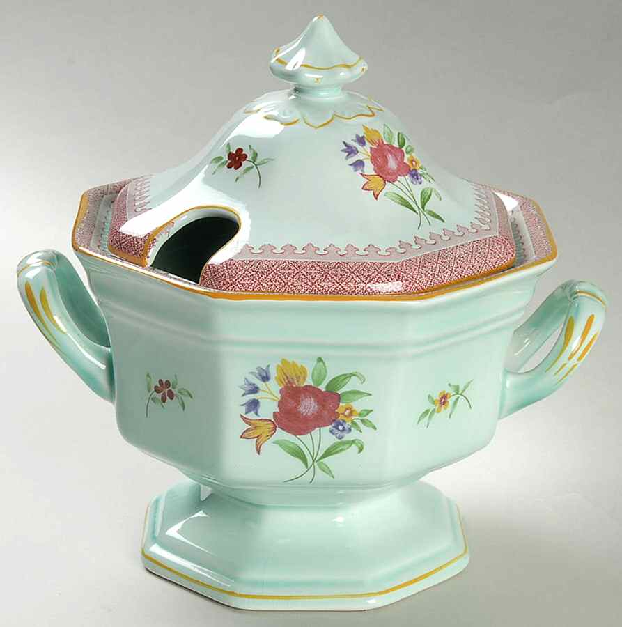 Lowestoft (Newer Backstamp) Sauce Boat & Lid by Adams China-1