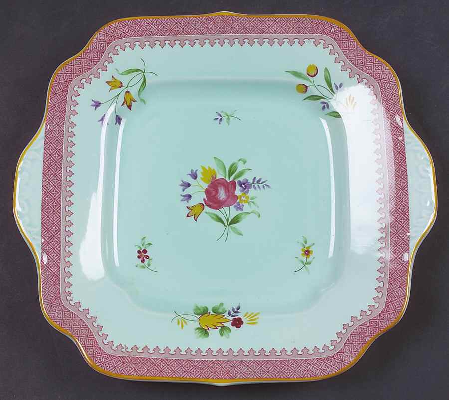 Lowestoft (Newer Backstamp) Square Handled Cake Plate by Adams China-1