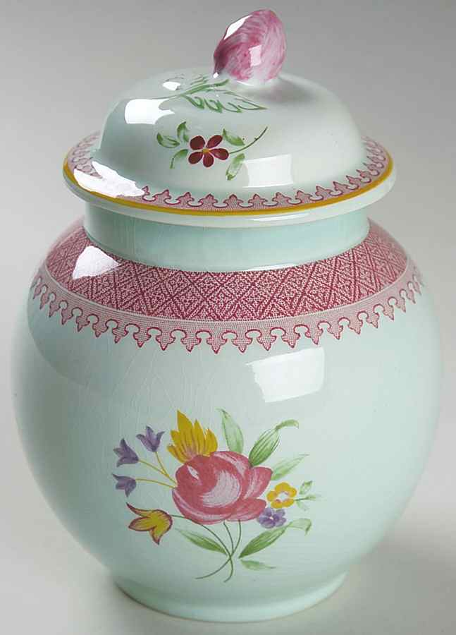 Lowestoft (Newer Backstamp) Sugar Bowl & Lid by Adams China-1