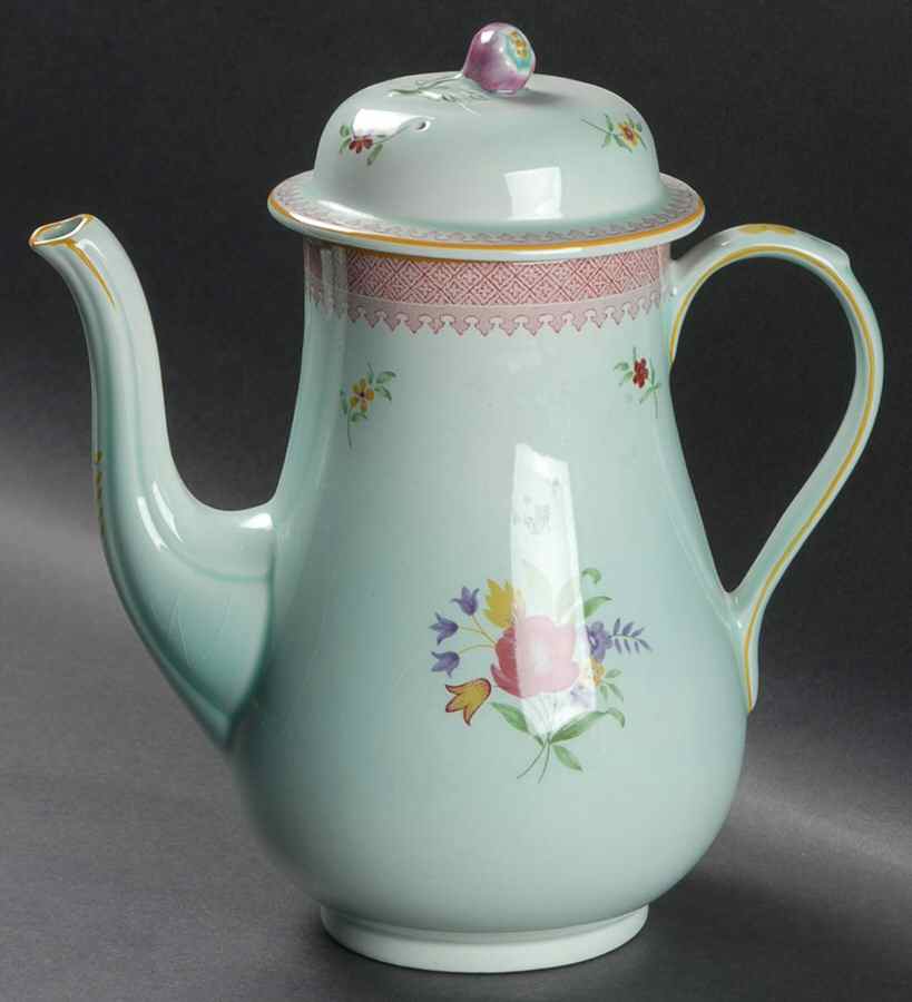 Lowestoft (Newer Backstamp) Coffee Pot & Lid by Adams China-1