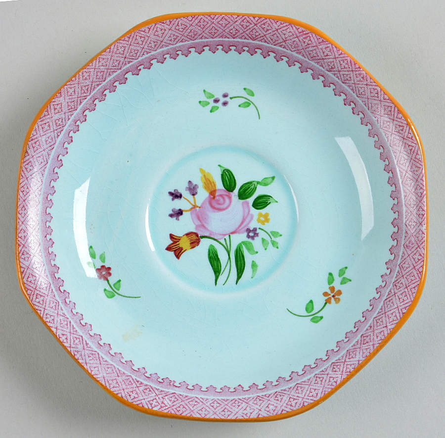 Lowestoft (Older Backstamp) Saucer for Oversized Cup by Adams China-1
