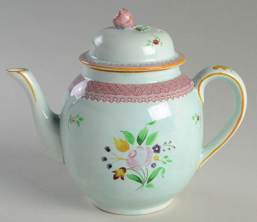 Lowestoft (Older Backstamp) Teapot & Lid by Adams China-1