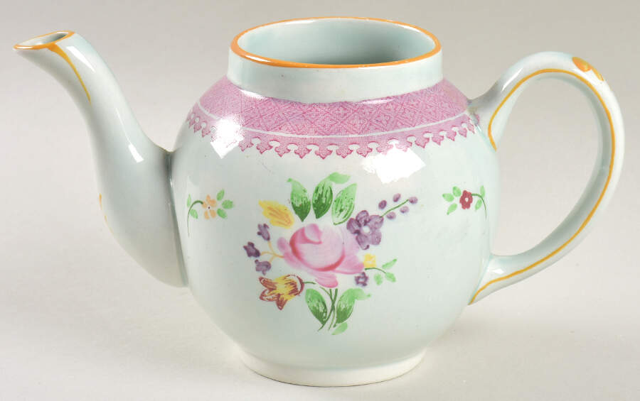 Lowestoft (Older Backstamp) Individual Teapot No Lid by Adams China-1