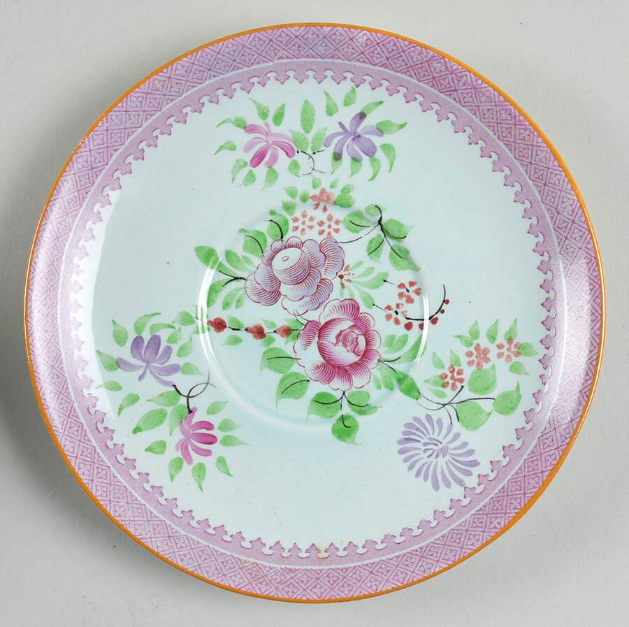 Lowestoft (Older Backstamp) Saucer for Flat Cream Soup Bowl by Adams China-1