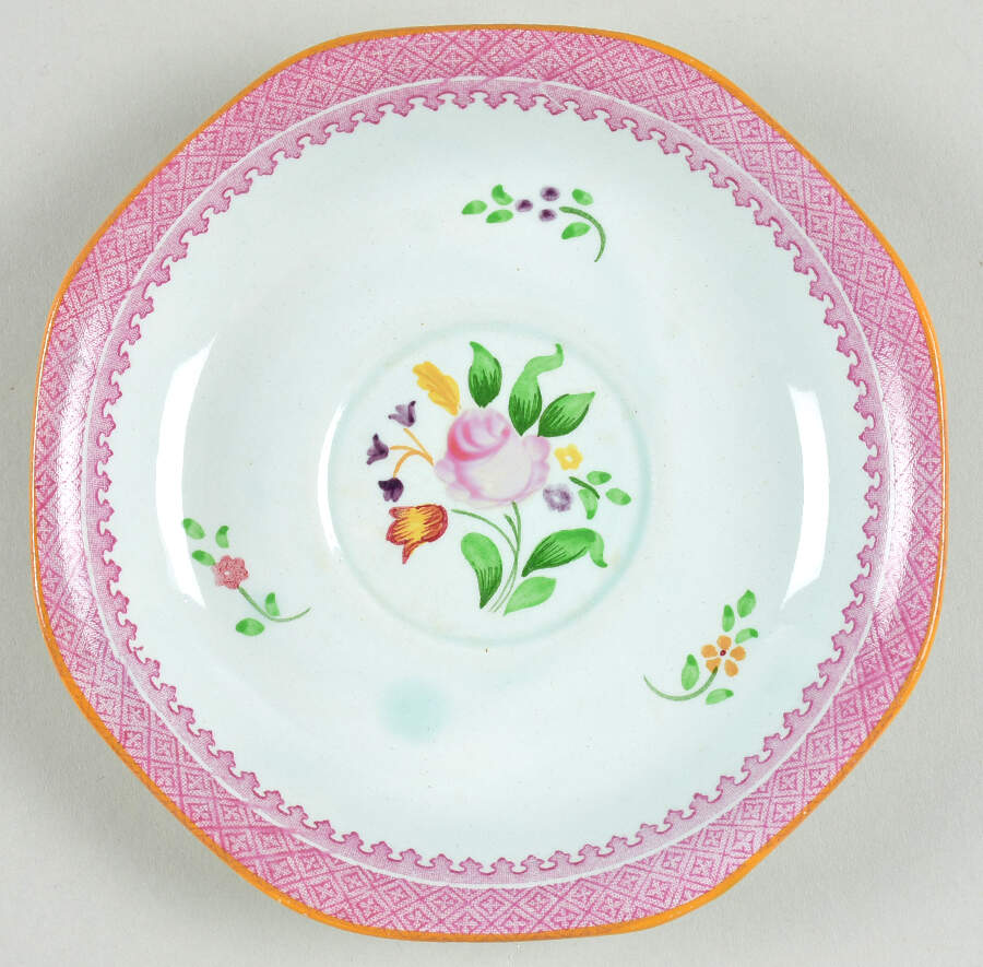 Lowestoft (Older Backstamp) Saucer for Flat Bouillon Cup by Adams China-1