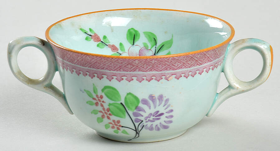 Lowestoft (Older Backstamp) Flat Bouillon Cup by Adams China-1
