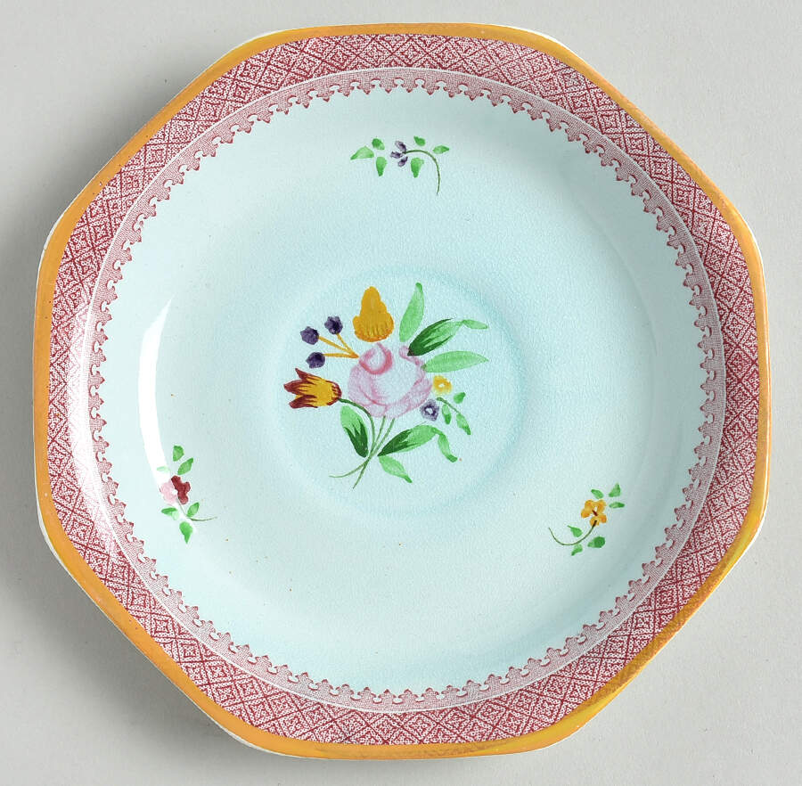 Lowestoft (Older Backstamp) Saucer for Oversized Cup by Adams China-1