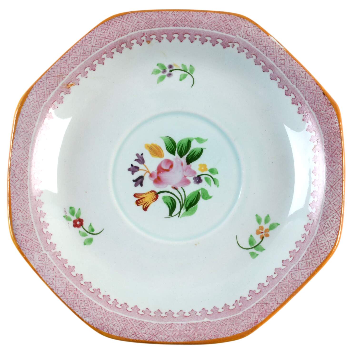 Lowestoft (Older Backstamp) Saucer for Flat Cream Soup Bowl by Adams China-1