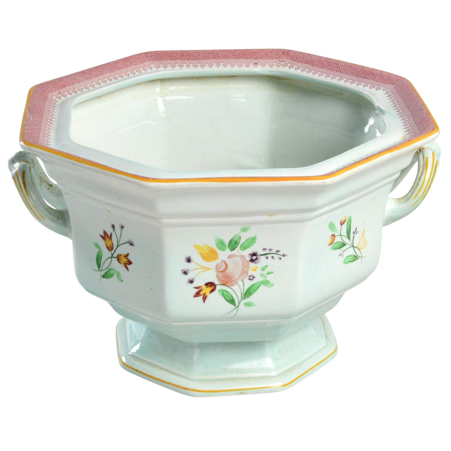 Lowestoft (Older Backstamp) Octagonal Tureen No Lid by Adams China-1