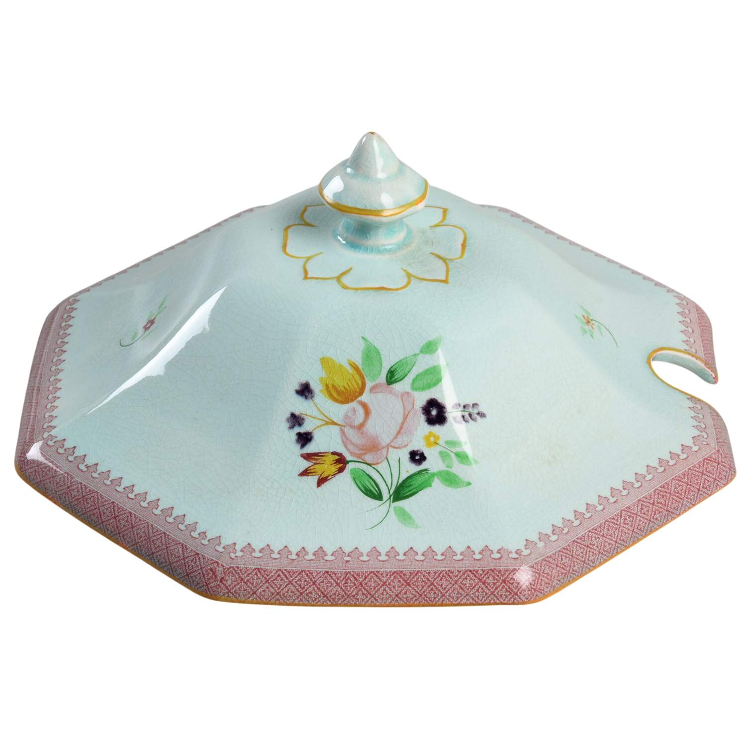 Lowestoft (Older Backstamp) Lid for Octagonal Tureen by Adams China-1