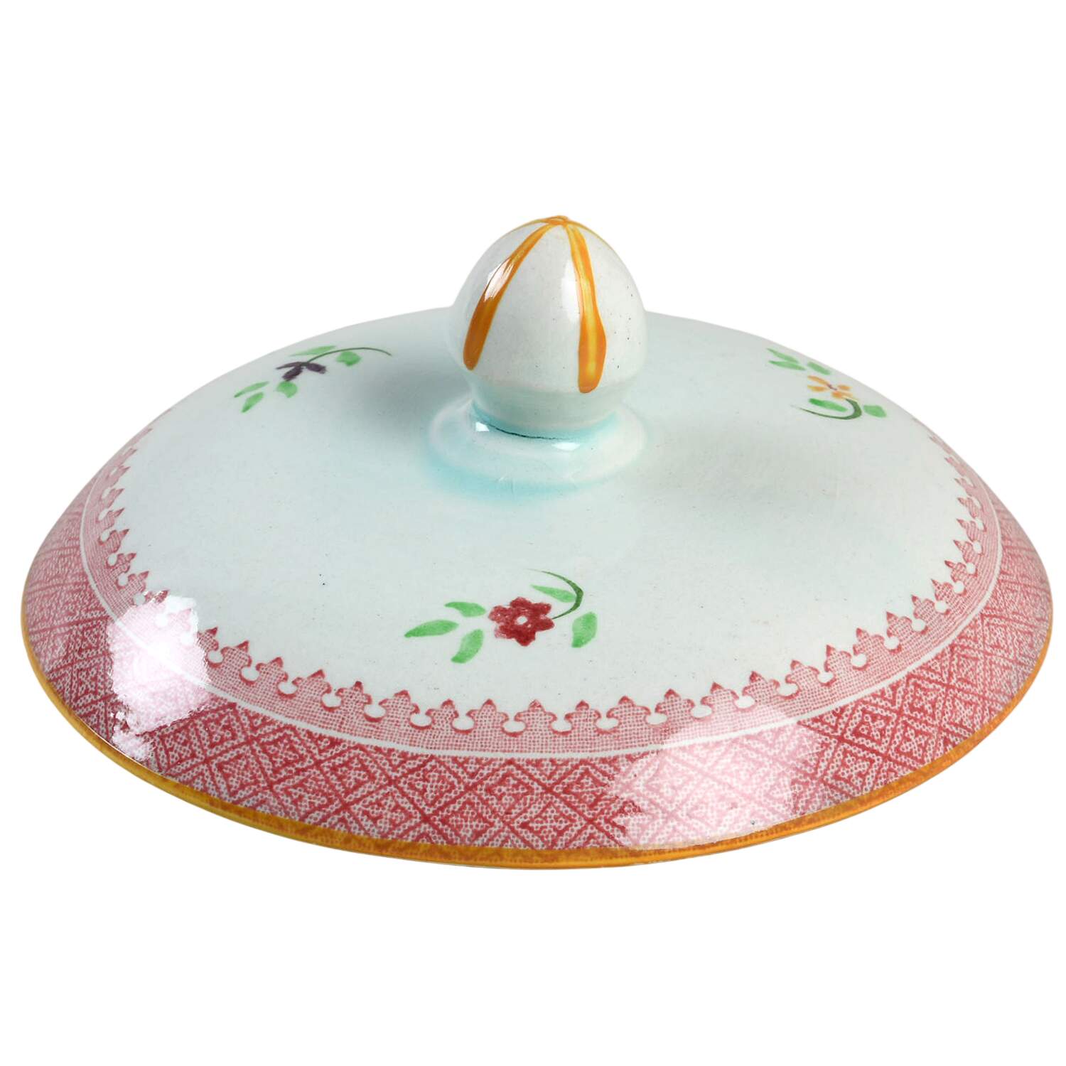 Lowestoft (Older Backstamp) Lid for Butter Box by Adams China-1