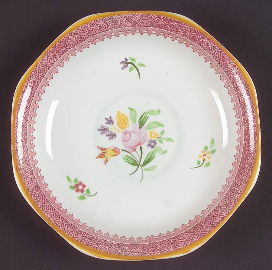 Lowestoft (Older Backstamp) Saucer for Flat Cup by Adams China-1