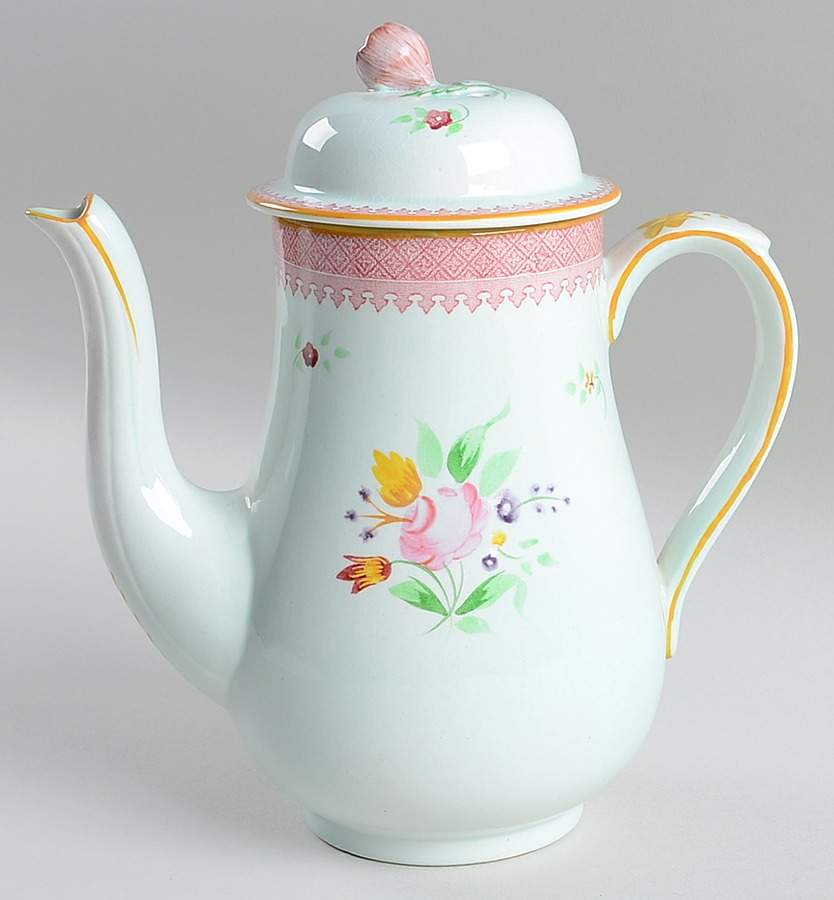 Lowestoft (Older Backstamp) Coffee Pot & Lid by Adams China-1