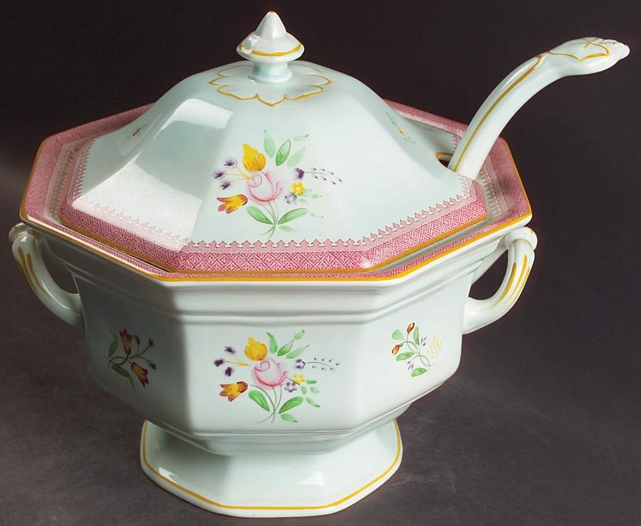 Lowestoft (Older Backstamp) Oval Tureen & Lid and Ladle by Adams China-1
