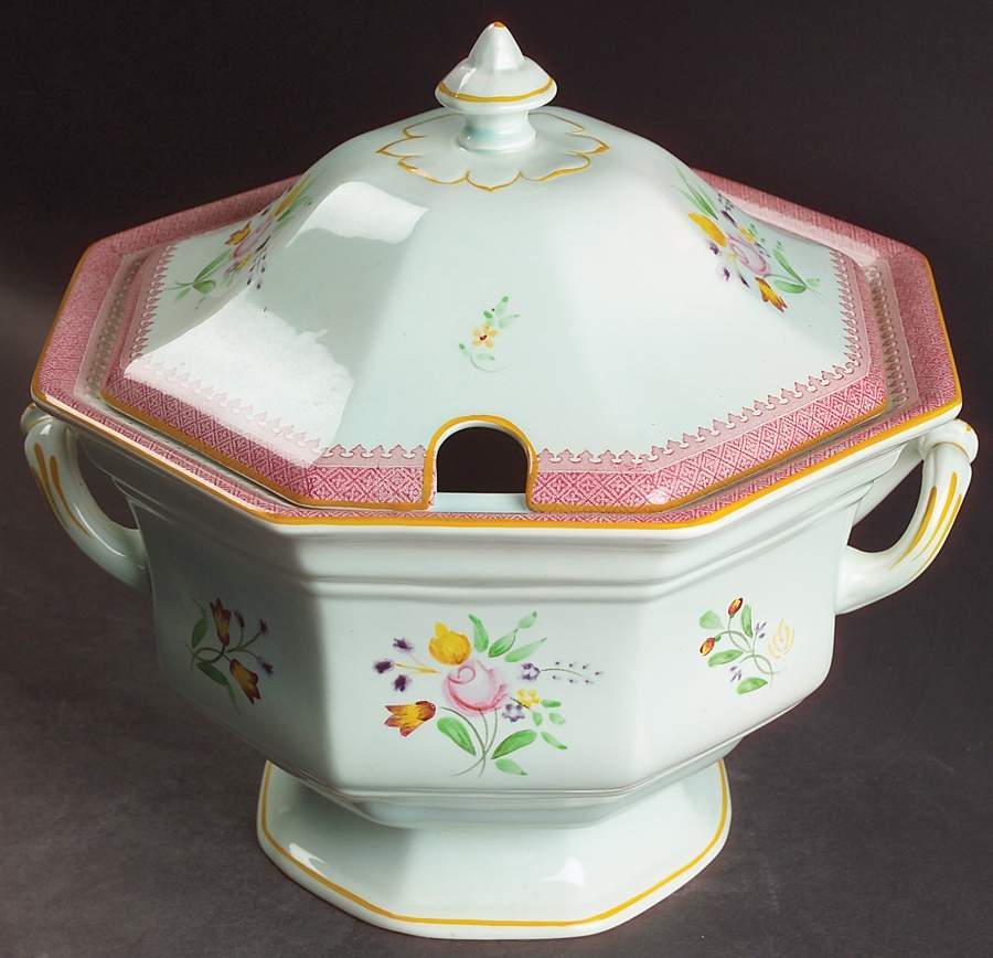 Lowestoft (Older Backstamp) Octagonal Tureen & Lid by Adams China-1