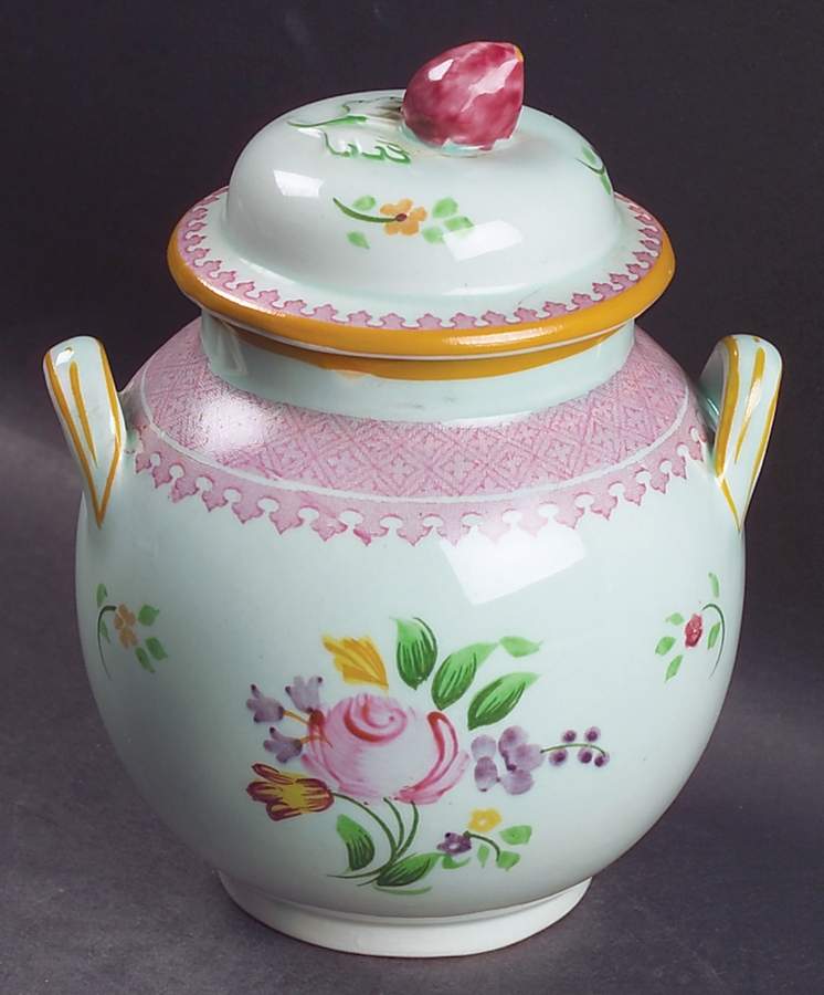 Lowestoft (Older Backstamp) Sugar Bowl & Lid by Adams China-1