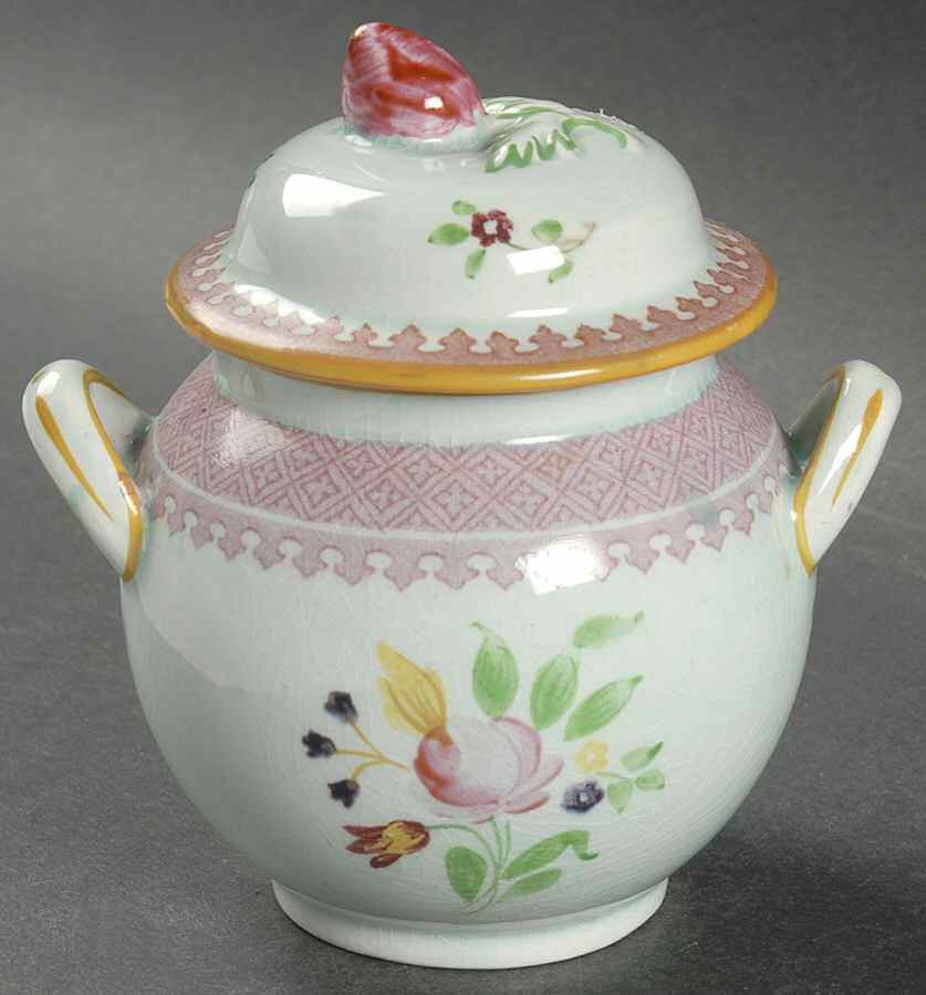 Lowestoft (Older Backstamp) Sugar Bowl & Lid by Adams China-1
