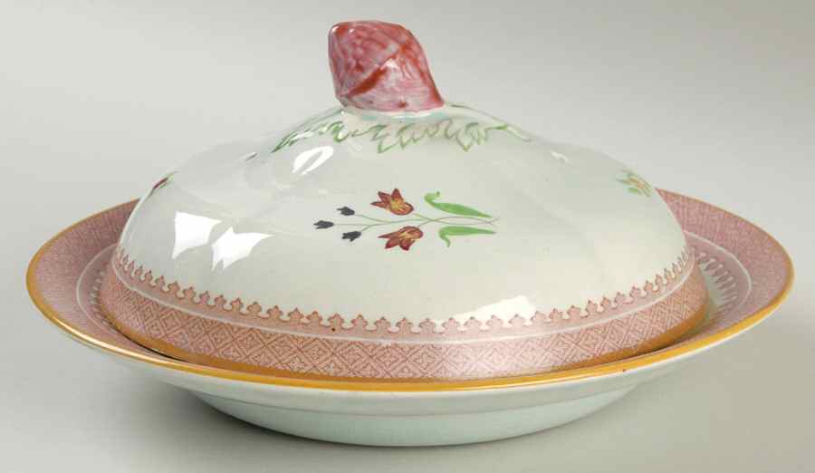 Lowestoft (Older Backstamp) Round Covered Butter by Adams China-1