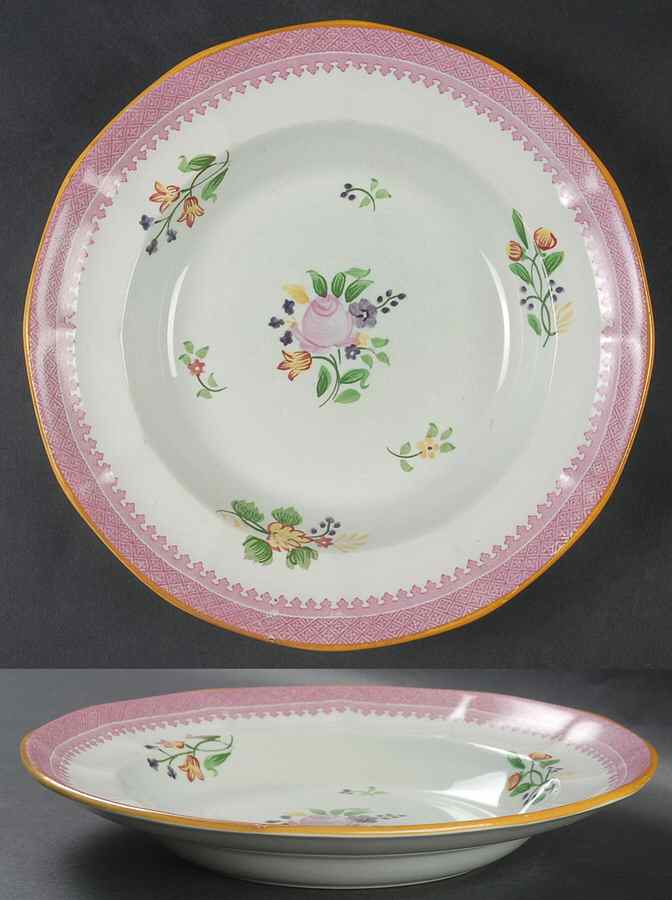 Lowestoft (Older Backstamp) Large Rim Soup Bowl by Adams China-1